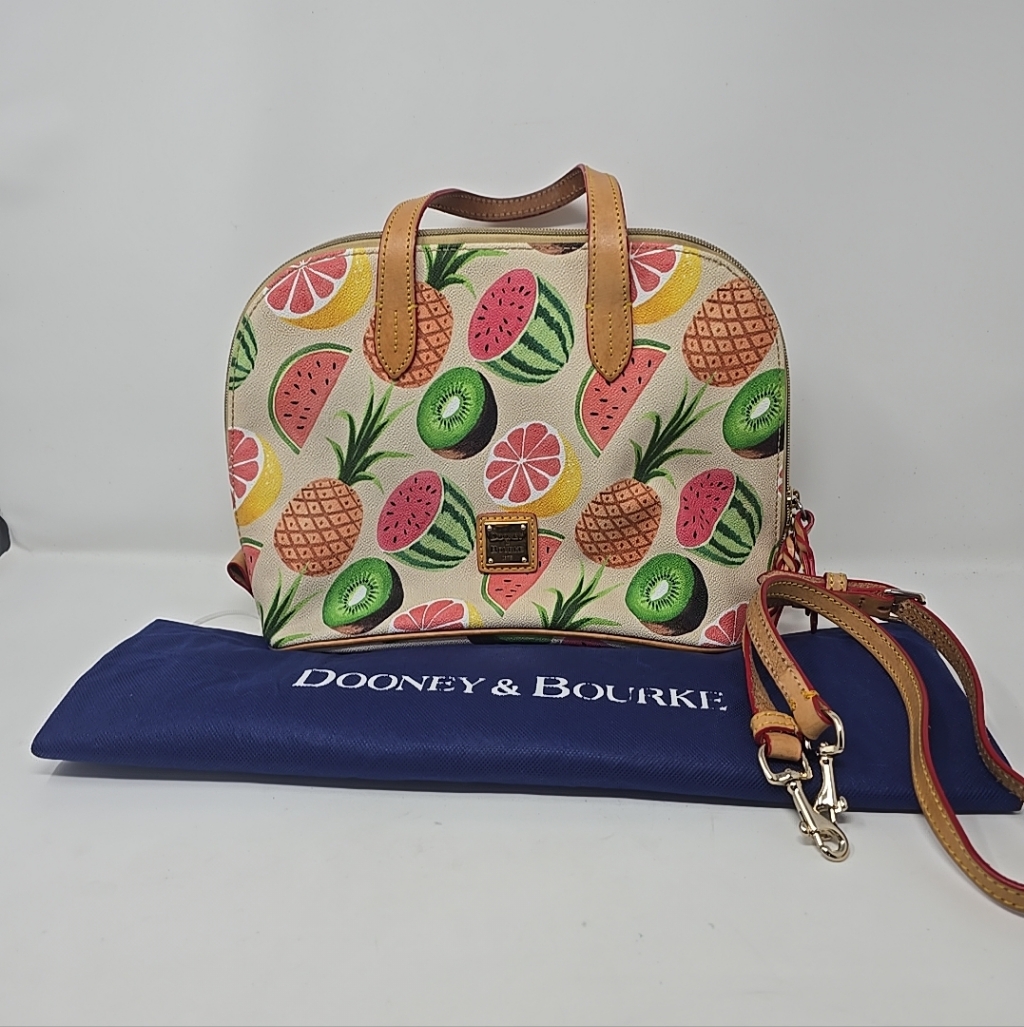 Dooney And Bourke Ambrosia Tropical Fruit Coated Purse Crossbody Satchel Handbag